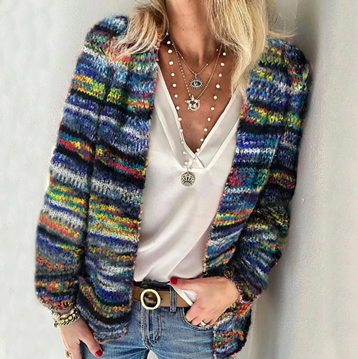 Elsie™ | Striped Organic Knit Cardigan